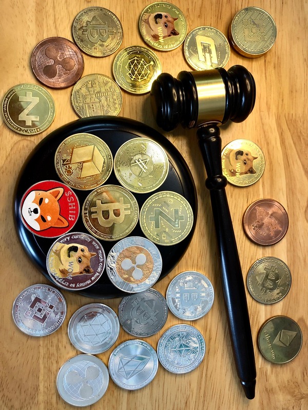 Cryptocurrency coins representing the BNB digital asset